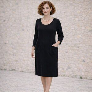 J. Jill Italian Yarn Wool Cashmere Sweater Dress Womens Medium Black